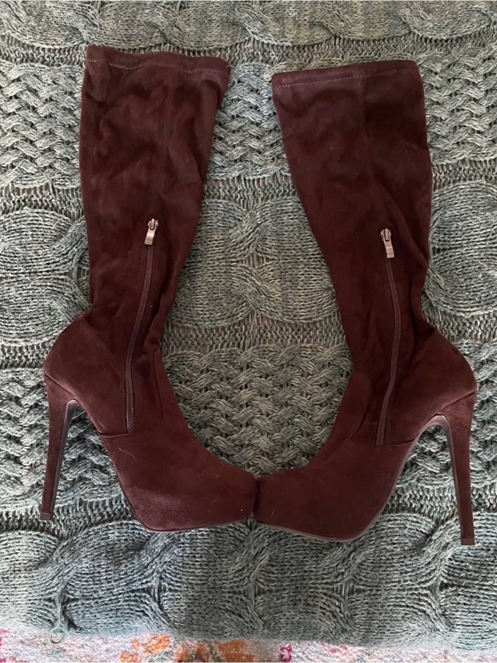 Women’s Tall Platform Stiletto Boots - brown Suede